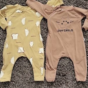 Organic EUC SET OF 2 Coverall Zippies 0-3MTHS